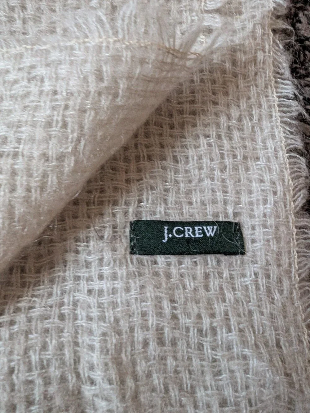J. Crew Cream Woven Fringe Scarf